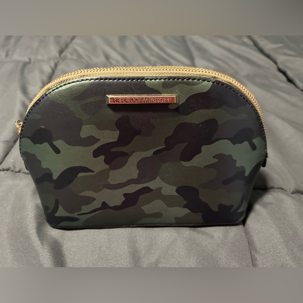 Rebecca Minkoff Camouflage-print tote purse with matching wristlet & makeup bag.